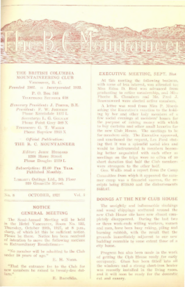 The B.C. Mountaineer 1927 October cover